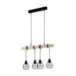 Eglo Hanglamp Townshend 5 Staal Hout Zwart | IP20 - Geschikt voor 4x E27 